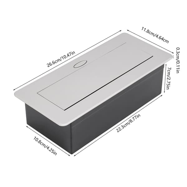 Infällbart pop up eluttag - Bänkskiveuttag - 2 EU-uttag + 2 USB-laddportar - 250V 16A EU-standard - Aluminiumlegering - Silver