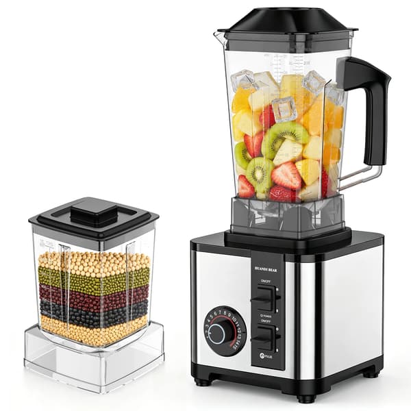 2-i-1 Blender & Kværn - 2,5 L Bordblender - Højhastighed - Smoothie Maker & Juicemixer - Til Frugt, Grøntsager, Is, Nødder - 220V