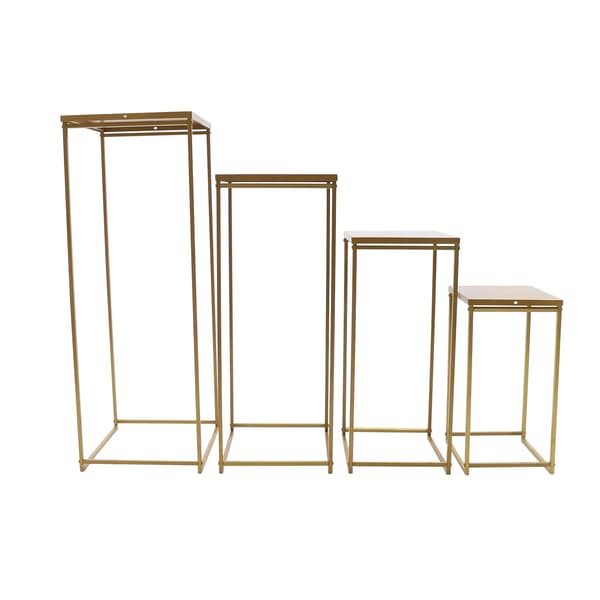 Blomsterstander bryllup - Firkantet metal søjle vaseholder sæt 4 stk - Aftagelig - 10–15 kg bæreevne - Højtemperaturlak - Guld