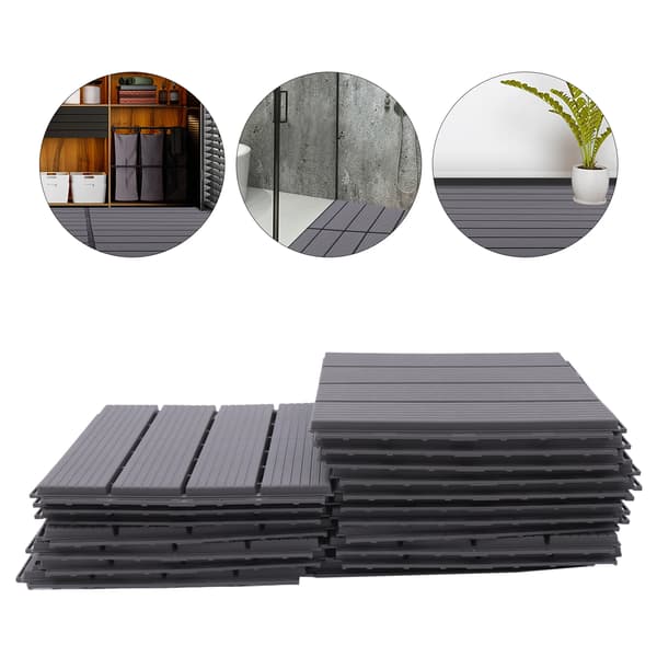 Trallplattor - PP 30x30 cm 22-pack - Halkskydd - Vattentät - För Inne/Ute, Balkong & Altan - Ljusgrå