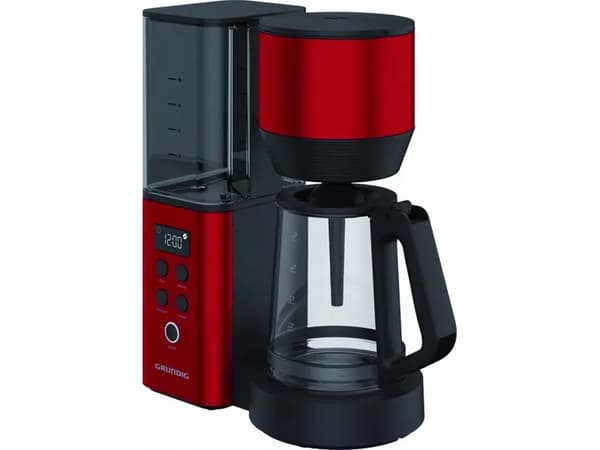 Grundig KM 8440, Droppande kaffebryggare, 1,25 l, Malat kaffe, 1150 W, Svart, Röd