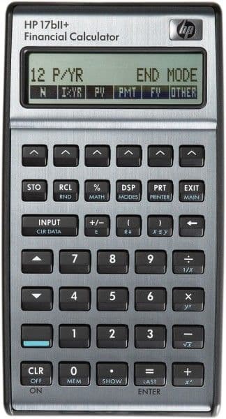 HP 17bII+, Ficka, Finansiell, 15 siffror, 2 linjer, Batteri, Silver