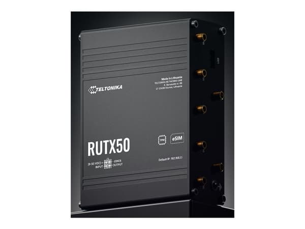 Teltonika RUTX50 - Trådlös router - WWAN 4-ports-switch - 1GbE Dubbelband - 5G, 4G, 3G - DIN-skenmonterbar, bordsmonterbar, väggmonterbar