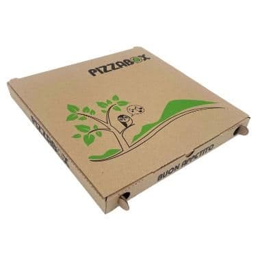 Pizzakartong TWK/242/E Modell C L32xB32xH3 cm brun med tryck Pizzabox, 100 st/krt