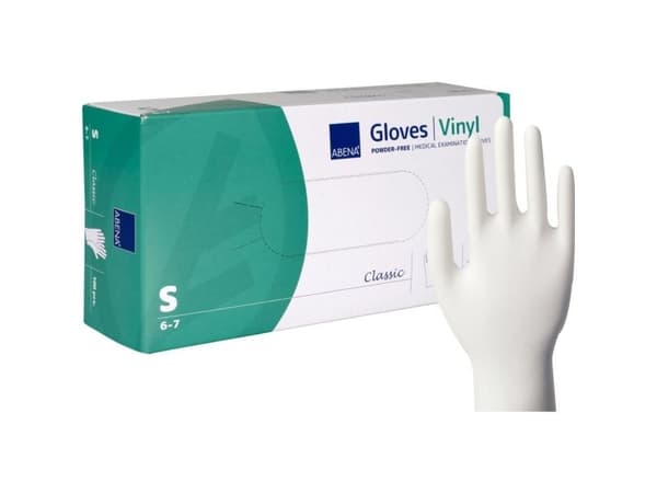 Undersökningshandske, ABENA Classic, S, klar, vinyl, puderfri - (100 st.)