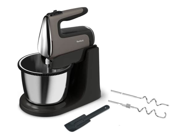 Tefal Powermix Silence HT654E38, Bordmixer, Sort, Grå, Mikse, Knapper, Løftestang, Kina, Sort