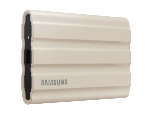Samsung T7 Shield MU-PE1T0K - SSD - kryptert - 1 TB - ekstern (bærbar) - USB 3.2 Gen 2 (USB-C kontakt) - 256-bit AES - moonrock beige