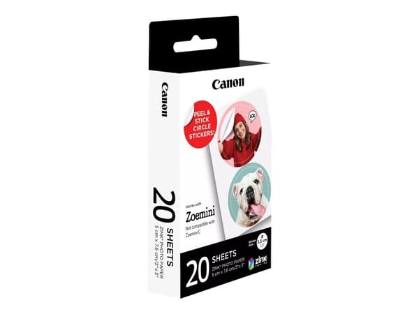 Canon ZINK - Självhäftande - 33 mm diameter 40 etikett (er) (20 ark x 2) utskurna runda fotodekaler - för Canon Zoemini; Zoemini S