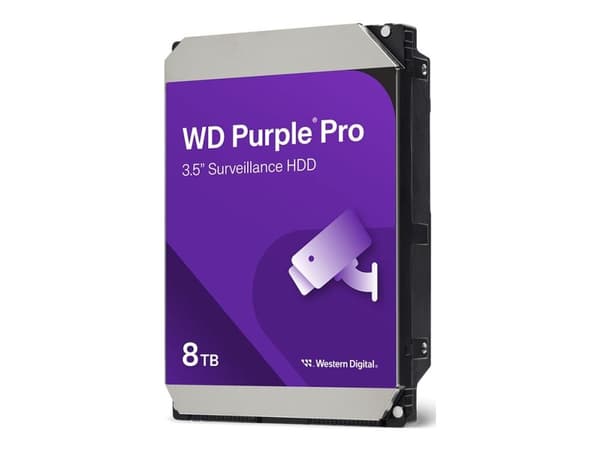 WD Purple Pro WD8002PURP - Hårddisk - 8 TB - övervakning, smart video - inbyggd - 3.5" - SATA 6Gb/s - 7200 rpm - buffert: 256 MB
