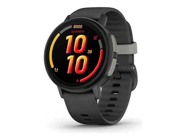 Garmin Bounce 2 - 43 mm - smart klocka med band - silikon - handledsstorlek: 115-180 mm - display 1.2 - 4 GB - ANT+/ANT, Bluetooth, Wi-Fi, LTE - 26.5 g  - skiffergrå