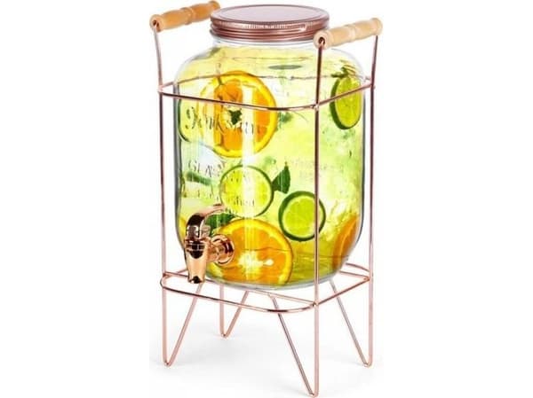 Glasskrukke 5,5 l for drikke med kran og stativ 139603