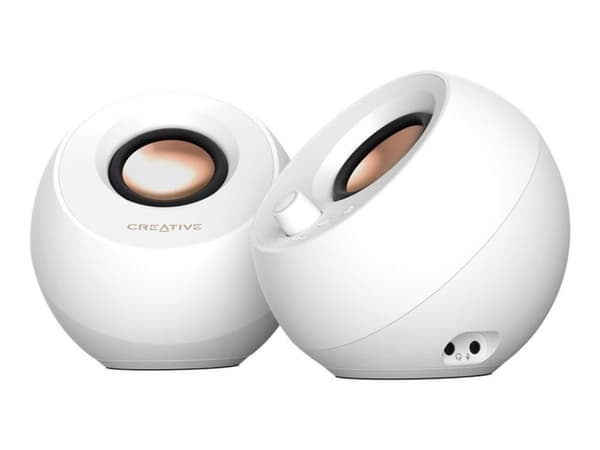 Creative Pebble Pro - Högtalare - för persondator - 2.0-kanals - trådlös - Bluetooth - USB - 30 Watt (Total) - vit