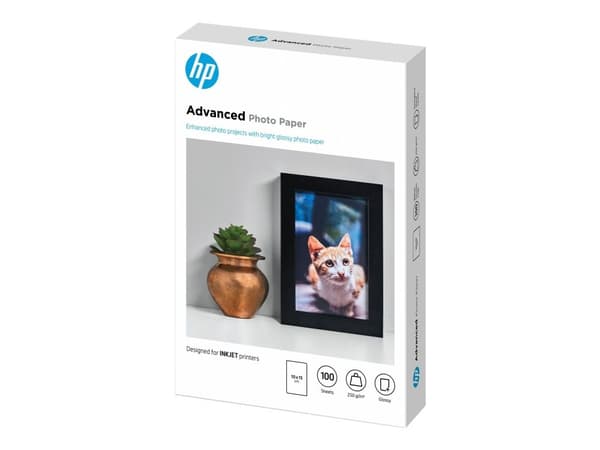 HP Advanced Glossy Photo Paper - Blank - 100 x 150 mm - 250 g/m² - 100 ark fotopapir - for ENVY 50XX; ENVY Inspire 7920; OfficeJet 20X, 52XX, 80XX;...