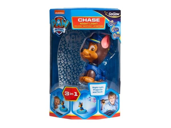 Paw Patrol 3-i-1-nattlampa, ficklampa och projektor med Chase