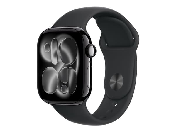 Apple Watch Series 11 GPS + Cellular 42mm Jet Black Aluminium Case with Black Sport Band - S/M