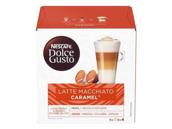 Nescafé Dolce Gusto Caramel Latte Macchiato, Kaffekapslar, Latte macchiato, Dolce Gusto, 8 koppar, 12 månad (er), Multifärg