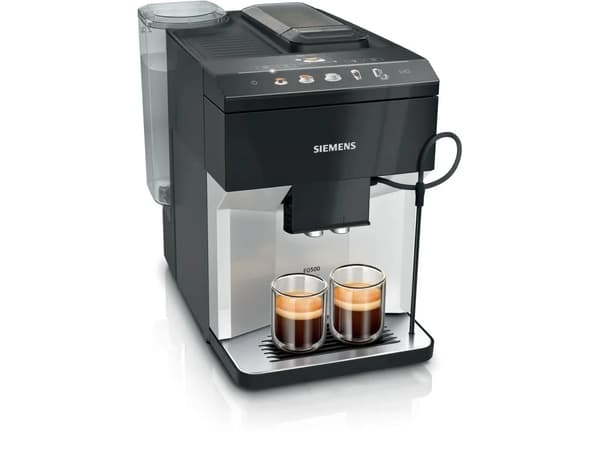 Siemens EQ.500 TP511R01, Espressomaskin, 1,9 l, Kaffebönor, Inbyggd kvarn, 1500 W, Svart, Silver
