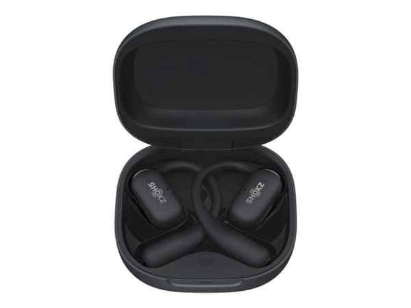 SHOKZ OpenFit 2+ - True wireless-hörlurar med mikrofon - öppet öra - montering över örat - Bluetooth - svart