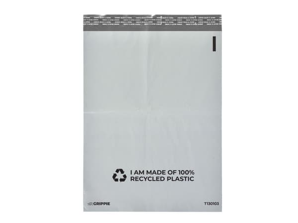 Grippie postpåse 100% återvunnen 340x420 mm enkel klisterremsa 100-pack vit