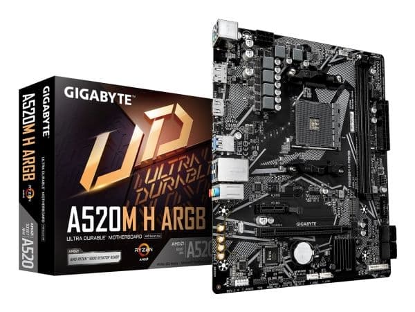 Gigabyte A520M H - Moderkort - Socket AM4 - USB 3.2 Gen 1 - inbyggda grafiken (CPU krävs) - HD-ljud (8 kanaler)