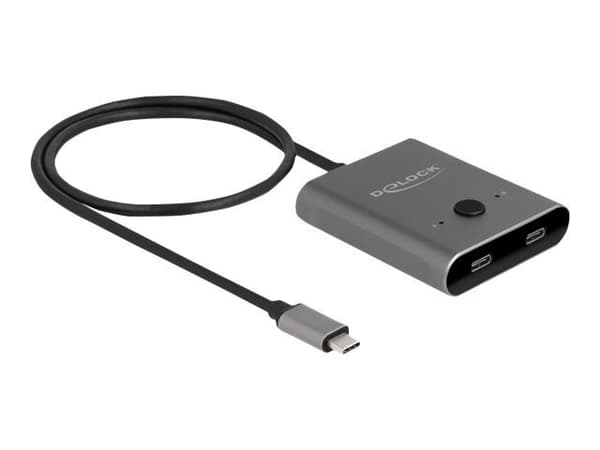 Delock Switch 2 to 1 - Hubb - bi-directional, 8K, 10 Gbps - 2 x USB-C (Power Delivery) - skrivbordsmodell