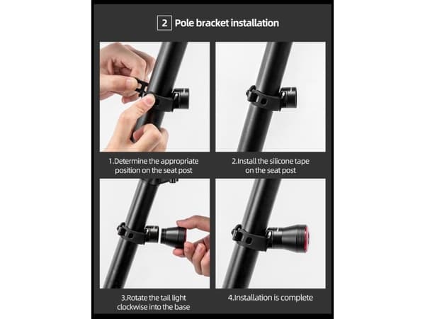 Rockbros Q5 cykelljus bak med intelligent stoppsystem - Svart