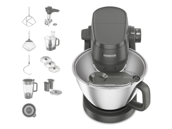 Kenwood KHC30.070GY, 4,3 l, Rostfritt stål, Grå, Rotations-, 1,5 l, Mixning, Blanda, Knådning, Mala, Hackning, 2,1 l
