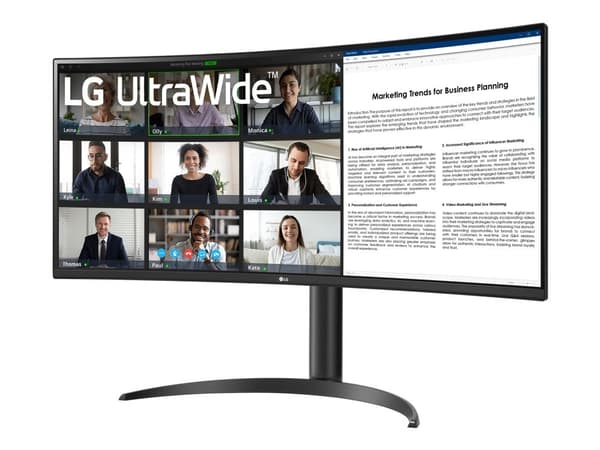 LG UltraWide 34WR55QK-B - LED-skärm - böjd - 34" - 3440 x 1440 WQHD @ 100 Hz - VA - 300 cd/m² - 3000:1 - HDR10 - 5 ms - 2xHDMI, DisplayPort, USB-C