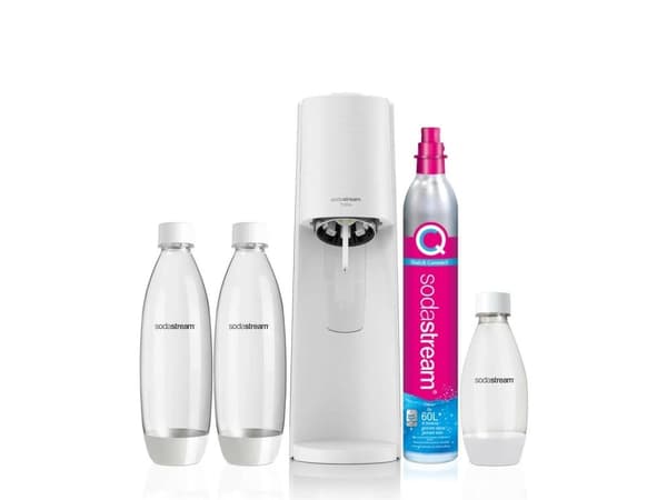 SodaStream Sodamaskin Terra - Megapack - Vit - 2 x 1 liters flaskor, 1 x 0,5 liters flaska, 1 x kolsyrapatron