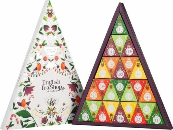 Adventskalender English Tea Shop, trekantede teposer, hvit, 25 pyramider, BIO 50 g