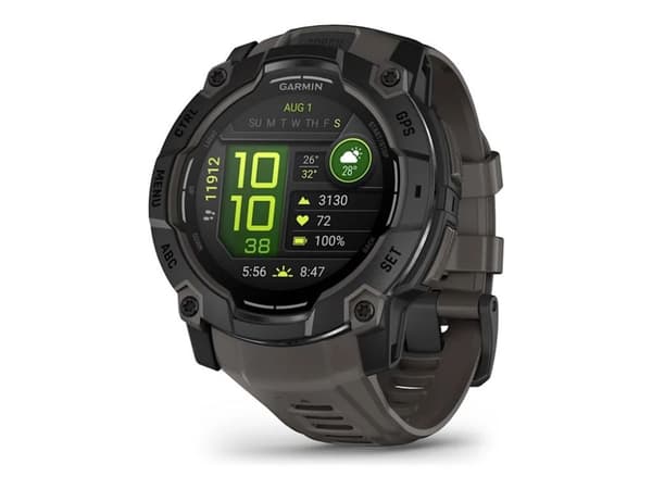 Garmin Instinct 3 AMOLED - 50 mm - svart fiberförstärkt polymer - Ja smart klocka med band - silikon - träkol - display 1.3 - 4 GB - Bluetooth, ANT+ - 59 g