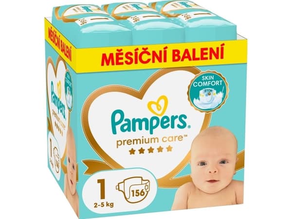Pampers Premium Care Tape-bleier, 1 størrelse, 156 bleier, 2-5 kg