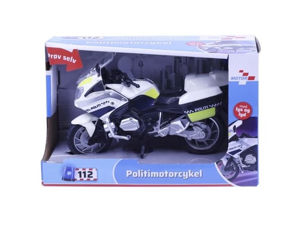 Politimotorcykel m/lys og lyd 18cm