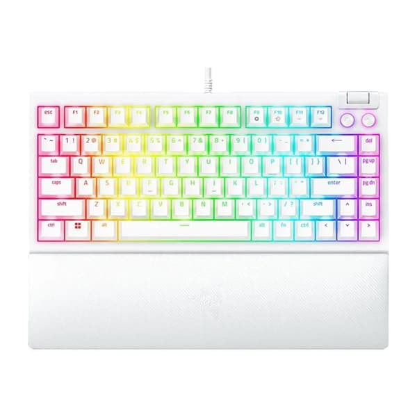Razer BlackWidow V4 75% tangentbord, orange switchar, US-layout, vit