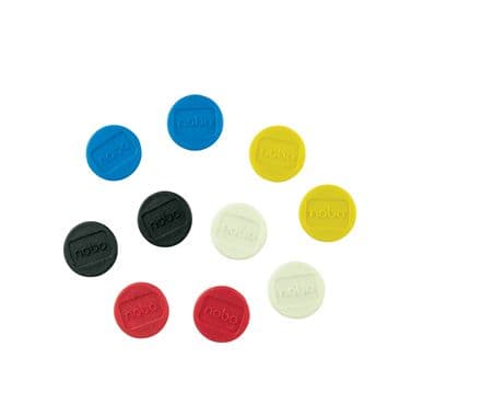 Nobo Magneettitaulun magneetit, 10kpl pakkaus, 13mm värilliset magneetit, Taulumagneetti, Valikoidut värit, 13 mm, 65 mm, 15 mm, 20 g