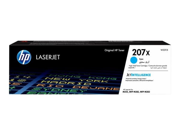HP 207X - High yield - cyan - original - LaserJet - tonerkassett (W2211X) - för Color LaserJet Pro M255dw, M255nw, MFP M282nw, MFP M283fdn, MFP M28...