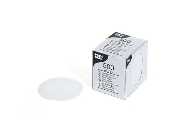 PAPSTAR - Doilie - Storlek 8.5 cm - rund - engångsvara - vit (paket om 500)