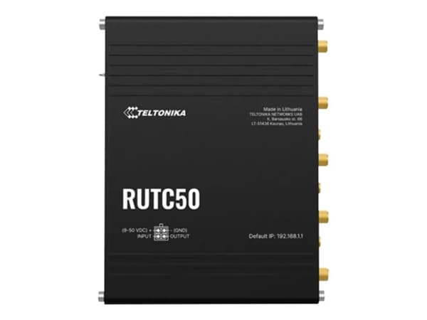 Teltonika RUTC50 - Trådlös router - WWAN 4-ports-switch - 1GbE, DNP3, PPP 2,4 GHz - 4G, 5G - DIN-skenmonterbar, väggmonterbar, bordsmonterbar