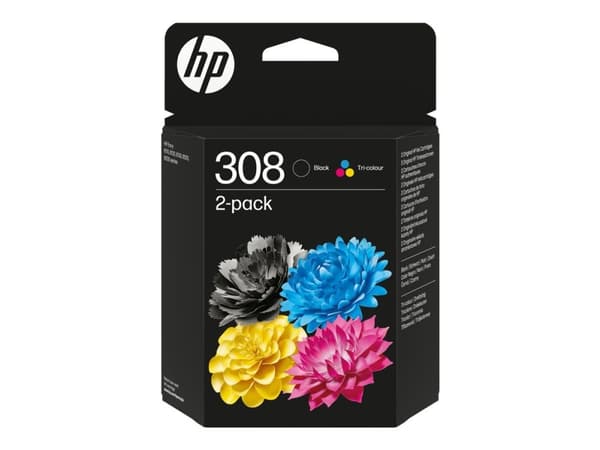 HP 308 - 2-pack - svart, gul, cyan, magenta - original - box - bläckpatron - för P/N: 714L9B#686, A24HNB#UUG, C2WR7A#B1H, C2XR6A#B1H