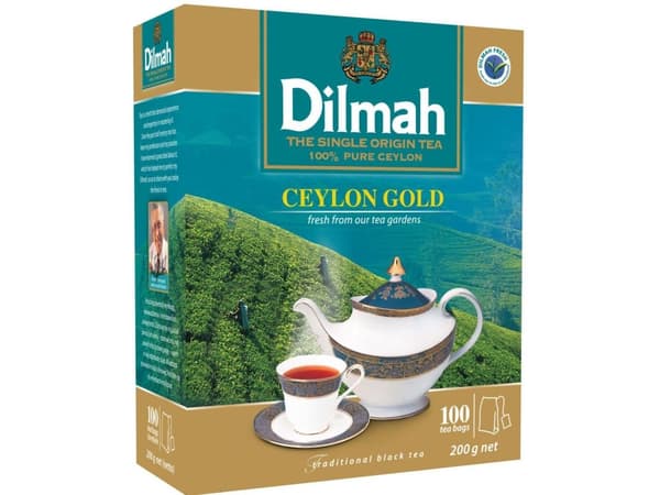 Premiumkvalitet Dilmah Ceylon Gold Srilanka svart te 100 påsar (200 g)