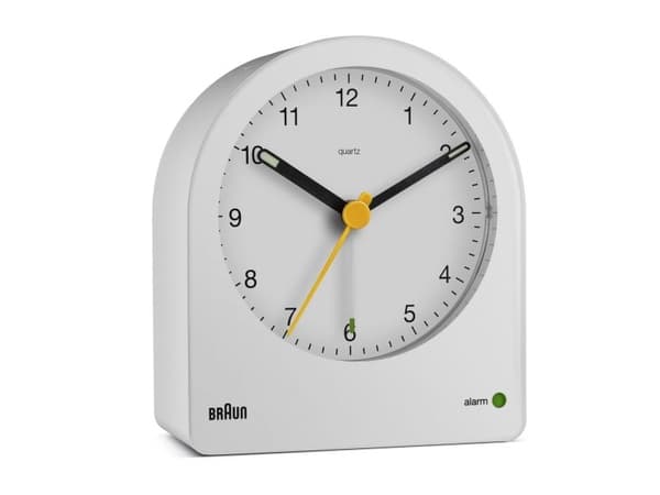 Braun BC22, Kvartsiherätyskello, Pyöreä, Valkoinen, Keltainen, 12 t, Summeri, Akku