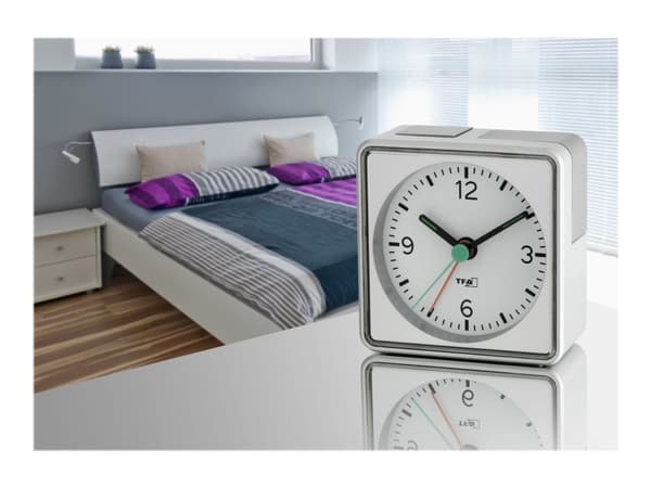 TFA Push - Väckarklocka - kvadrat - kvarts - skrivbord - silver