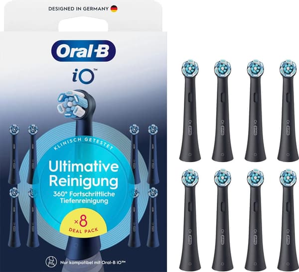 Oral-B iO Series Ultimate Clean tandborsthuvuden – svarta – 8-pack