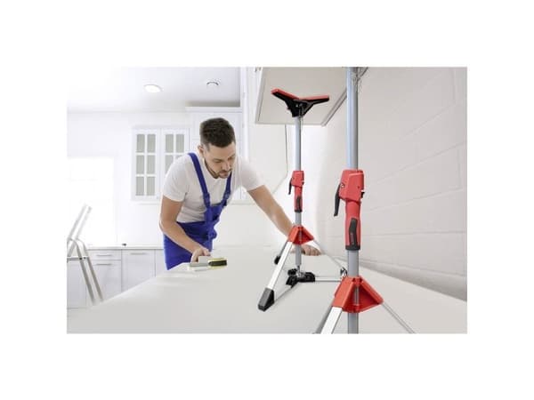 BESSEY tak- og monteringsstøtte STE90 (sølv/rød, 575–910 mm, med pumpehåndtak)