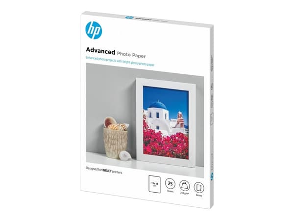 HP Advanced Glossy Photo Paper - Blank - 130 x 180 mm 25 ark fotopapir - for ENVY 50XX; ENVY Inspire 7920; OfficeJet 20X, 52XX, 80XX; Photosmart B1...