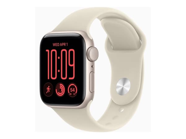 Apple Watch SE 3 (GPS) - 40 mm - stjärnljusaluminium - smart klocka med sportband - gummi - sand - bandstorlek: S/M - 64 GB - Wi-Fi 4, Bluetooth - ...