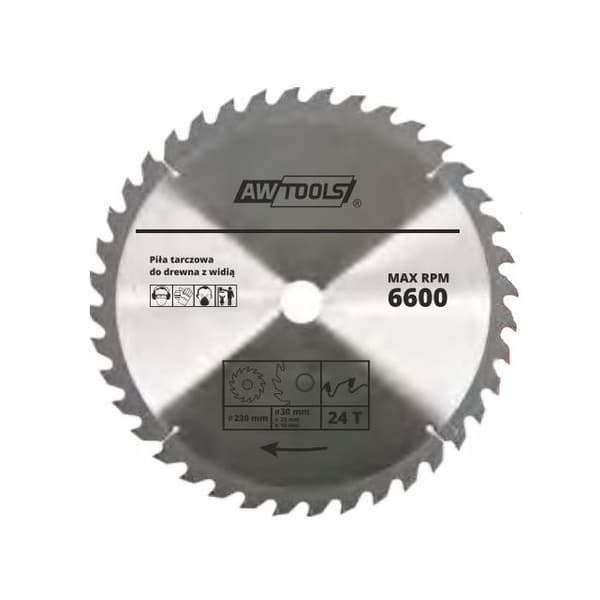AWTools sirkelsagblad til tre 230 x 30/22/16 mm 30 tenner (AW48473)