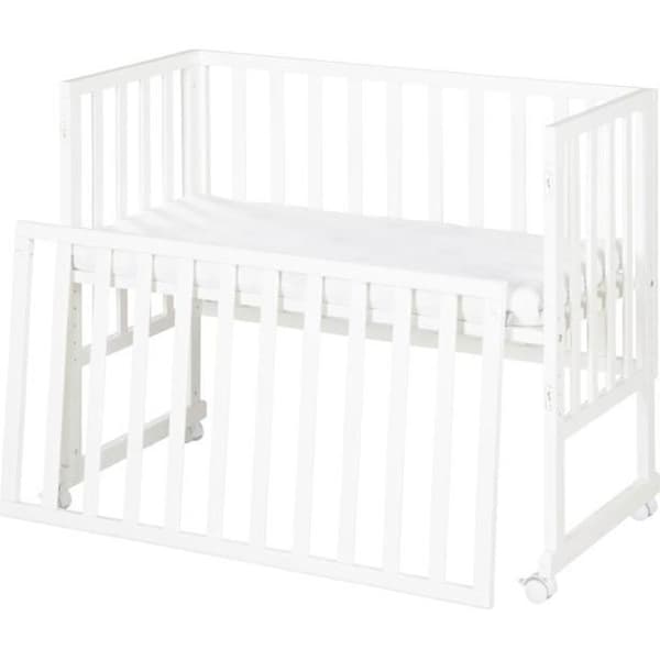 ROBA Spjälsäng Cododo 3-i-1 Justerbar "safe asleep®" 90 x 45 cm + Madras + Grip och 4 Hjul med Broms - Vit Lackad Trä