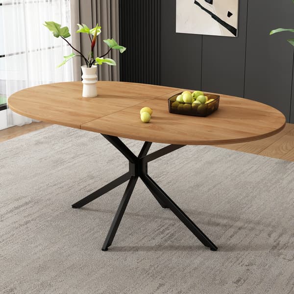 WELLTIN Spisebord, L120*B80*H75.5cm, moderne spisebord, robust spisebord, metalben, ovalt spisebord, spisebord til 4-6 personer