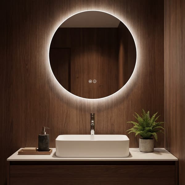 Rund LED Badrumsspegel 80x80 cm - Anti-fog - Dimbar - Touch - IP44 - 3 färgtemperaturer